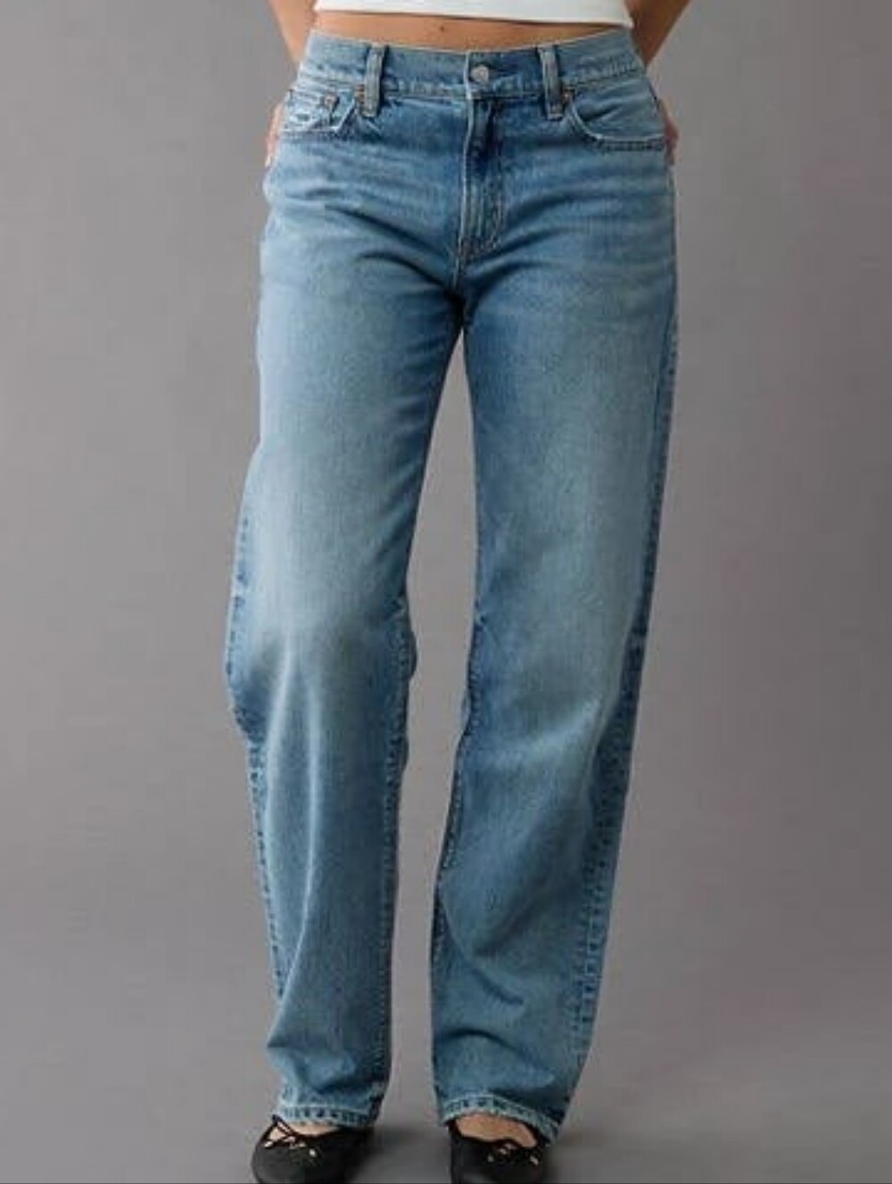 AE Strigid Low-Rise Ex-Boyfriend Jean, 16 Short, in Always Vintage (medium blue)